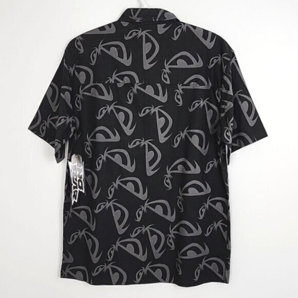 NWT No Fear Men's Black Grey Button Up Short Sleeves Cotton Shirt Size Small - Picture 2 of 10